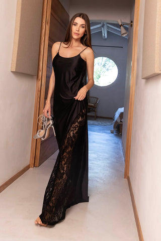 Transparence Robe en Lycra Soyeux et Dentelle