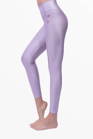 Amoureuse Leggings Glycine avec trois cœurs en cristaux appliqués