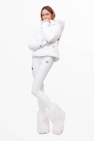Verbier Winter Leggings de Ski Super Warm Blanc et Or