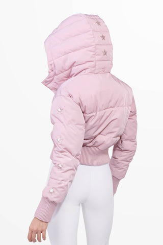 Megeve verkürzte rosa Skijacke