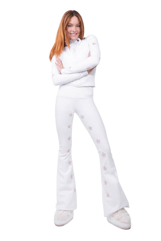 Megeve Winter Leggings de Ski Super Warm Blanc et Rose