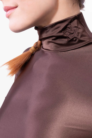 Chocolate Col montant en Lycra Soyeuse