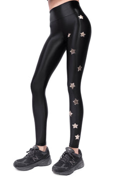 Cascade Leggings in Silky Lycra Gold Stars