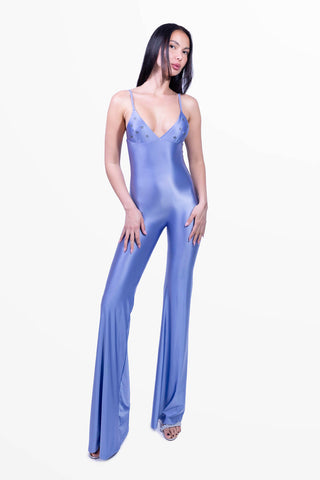 Diamond Schlag-Jumpsuit Himmelblau