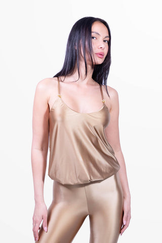 Moonlight Jumpsuit aus Seiden-Lycra Gold