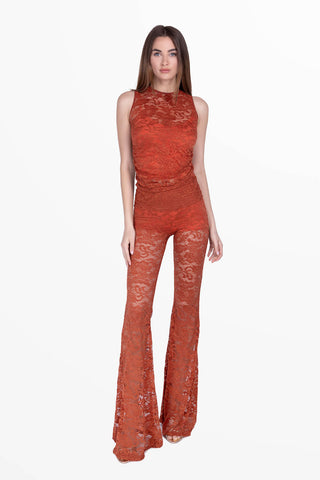 Transparence Spitzen-Tank-Top Orange
