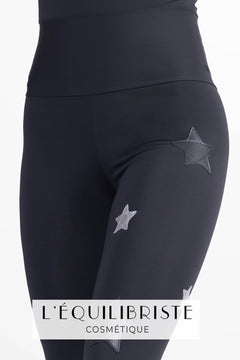 Caféiné Leggings Sterne Leder Schwarz und Silber gegen Cellulite