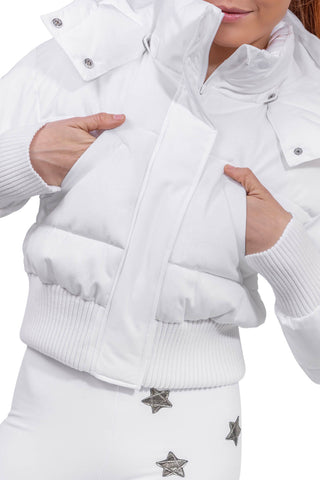 Megeve verkürzte weiße Skijacke