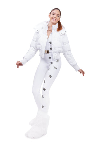 Megeve verkürzte weiße Skijacke