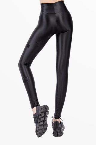 Lunis Leggings en Lycra Soyeuse avec étoiles All Black