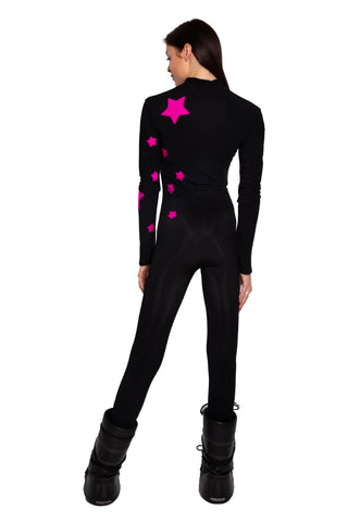Aspen black skisuit with fluo stars