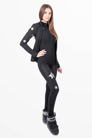 Cortina black skisuit with stars