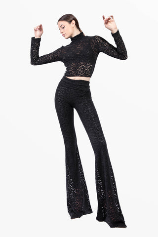 Transparence Trousers in Stretch Velvet Lace with Inner Leggings