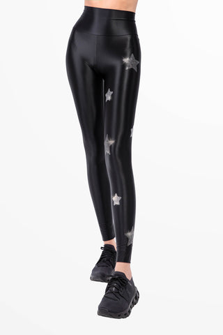 Lunis Diamond Leggings en Lycra Soyeuse avec Cristaux Hematite et Argent