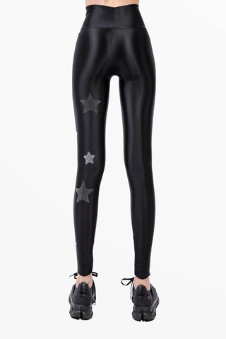 Lunis Diamond Leggings en Lycra Soyeuse avec Cristaux Hematite et Argent