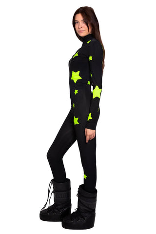Aspen black skisuit with fluo stars