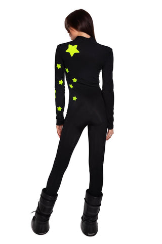 Aspen black skisuit with fluo stars
